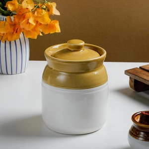 Vintage Ceramic <b>Storage</b> Jar Glazed Lid Rustic Airtight Canister Moisture Safe <b>Kitchen</b> Organizer Farmhouse Counter Accent - Product Image 6
