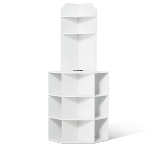 Mueble de Almacenamiento de Madera Independiente de 64 Pulgadas de Alto con 6 Niveles, Puertos USB y Tomas de Corriente, Estantes Ajustables para Sala de Estar - Product Image 1