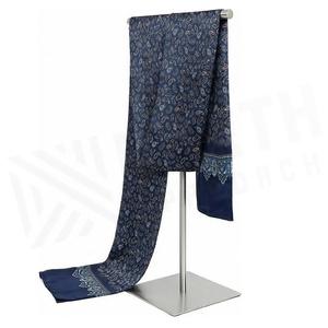 Bufanda Larga de Seda para Mujer, Color Azul Marino, Estampado Paisley, Elegante, Multifuncional, Accesorio de Moda para Todas las Temporadas - Product Image 3
