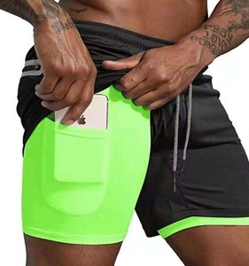 Shorts de sport pour hommes, taille haute, séchage rapide, respirants, double couche, tricotés, couleur unie, tendance, nouvelle collection été - Product Image 6