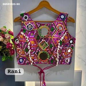 Blusa de seda con lentejuelas y trabajo Kodi con espejos reales, lista para usar, acolchada y con espalda de estilo elegante, proveedor de Surat. - Product Image 2