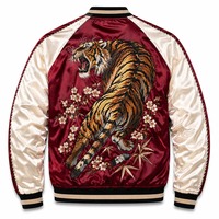 Dravelle Industry – Nouvelle veste Sukajan unisexe en laine brodée, réversible, coupe-vent, avec patchwork tigre, pour l'hiver, style Yokosuka
