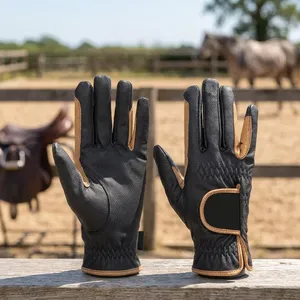Gants en cuir marron foncé à doigts entiers, noirs et marron, pour l'extérieur, l'hiver, antidérapants, unisexes, à enfiler, pour la conduite - Product Image 6
