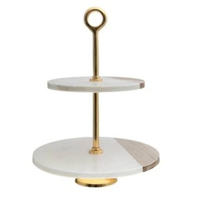 Soporte de Pastel de Tres Niveles con Acabado Esmaltado y Diseño Artesanal, Forma Redondeada, para Servir Pasteles en Grandes Celebraciones - Product Image 2