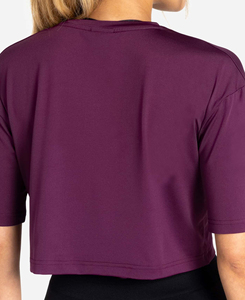 Camiseta Deportiva de Mujer, Corte Asimétrico, Manga Corta, Cuello Redondo, Tejido de Punto, Spandex, Poliéster, Secado Rápido, Ajuste Holgado, Color Sólido - Product Image 4