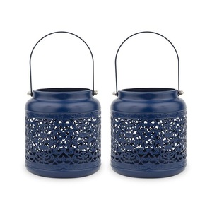 Wholesale Selling Portable Cylinder Shape Metal <b>Candle</b> <b>Lantern</b> With Blue Color Finish <b>Candle</b> <b>Lantern</b> for Christmas & Wedding - Product Image 1