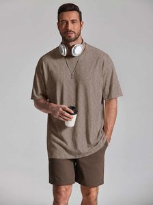 Camiseta Casual Oversize para Hombre, Silueta Holgada, Algodón Premium, Manga Corta, Cuello Redondo, Hombros Caídos, Estilo Urbano de Verano, Acabado Ácido - Product Image 3
