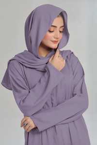 High Quality Modest Solid Color Floor Length V Neck Stretchy Sleeved Georgette Chiffon Eid Ramadan <b>Women's</b> Islamic Abaya - Product Image 6