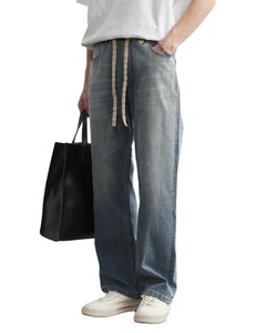 Jean en Denim Délavé Vintage pour Hommes, Streetwear, Pantalon Droit, Décontracté, de Haute Qualité, Taille Moyenne, Nouvelle Tendance - Product Image 3