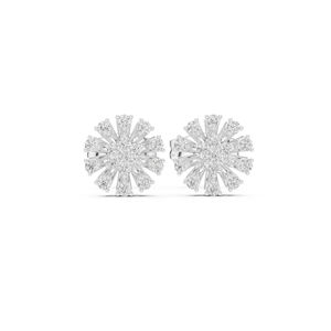 14K White <b>Gold</b> Round Lab-Grown Diamond Everyday Wear <b>Earrings</b> for Women | New Grown Diamond - Product Image 1