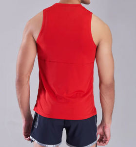 Débardeur de sport tendance 2026 pour homme, blanc, en tissu gaufré 100 % coton, avec logo brodé personnalisé et strass sur le devant - Product Image 5