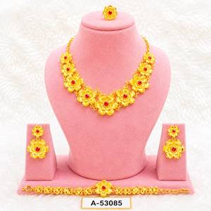 Conjunto de Collar y Pendientes de Borla de Aleación de Zinc Chapado en Oro, Estilo Bohemio para Mujer, Joyería para Bodas y Fiestas A-53290 - Product Image 2