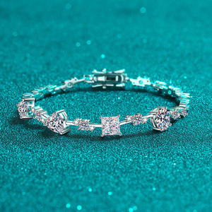 Tennis Style Silver Plated Moissanite Bracelet Brilliant Cut Claw Setting GRA Certified Trendy for Anniversary Wedding <b>Gifts</b> - Product Image 4