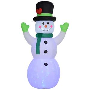 Cheerful Snowman Black Hat Green <b>Scarf</b> Gloves 10FT <b>Christmas</b> Blow-Up Outdoor LED Yard Inflatable Holiday Decorations - Product Image 1