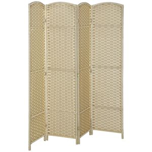 4-Panel 5.6FT Tall Beige <b>Folding</b> Room Divider <b>Screen</b> Portable Privacy <b>Screen</b> Partition for Home Office Paper Material - Product Image 1