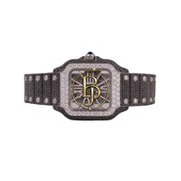 Briva Business Luxury Square Montre pour homme analogique entièrement sertie de diamants, bracelet en acier inoxydable, mouvement à quartz, verre étanche