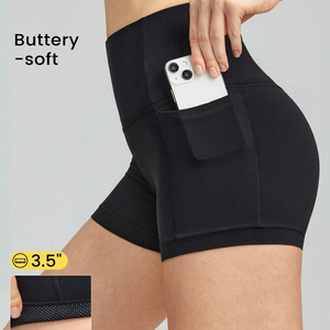 Regular Fit Women High Waisted Yoga Shorts Customizable Breathable Quick Dry Gym Apparel with <b>Pattern</b> for Logo Programs - Product Image 5