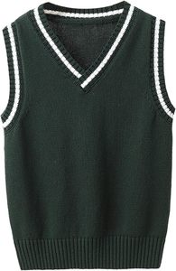 Uniforme Escolar de Invierno Unisex para Niños, Cárdigan de Punto sin Mangas con Cuello en V de Algodón para Niños y Niñas - Product Image 6
