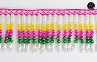 Ruban de dentelle perlée fait main pas cher en gros avec franges en tissu à pampilles et perles unilatérales pour vêtements et robes
