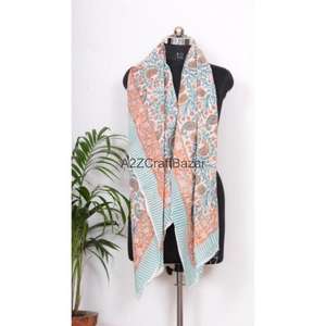 Floral 100% Cotton Block Printed Sarong Pareo Bikini <b>Cover</b> <b>Up</b> Soft <b>Beach</b> Wrap Scarf Handmade <b>Women</b> Supplier - Product Image 1