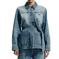 Veste en jean oversize délavée pour femme, coupe ample, boutonnée, manches longues, style décontracté streetwear, vêtement d'extérieur tendance