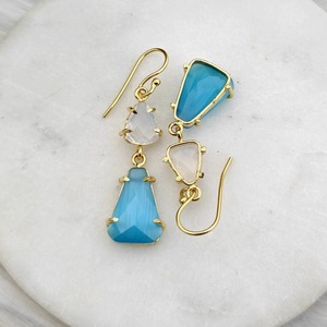 Classic 18K Gold Plated Drop Earrings With Quartz <b>Stones</b> Water Drop Shape For Women Everyday Wear - Product Image 2