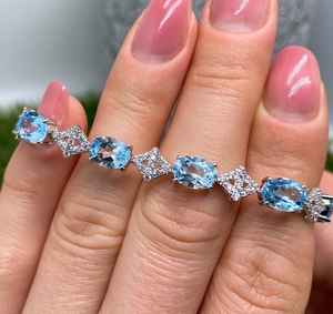 Topacio Azul Cielo Natural, Gema de Lujo Vintage, Certificado IGI, Plata de Ley 925, Joyería Fina Hecha a Mano, Regalo para Mujer, Venta al Por Mayor - Product Image 6