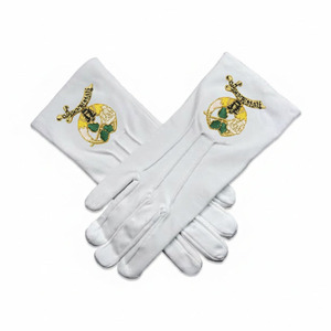 Nouveaux gants de cérémonie maçonniques en coton blanc, logo brodé personnalisé, confortables, unisexes, ajustables - Product Image 3