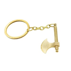 Llavero de latón Hind Craft con hacha, tono dorado, miniatura, resistente, estilo vintage, para hombres/mujeres, llaves de coche, Halloween - Product Image 5