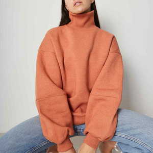 เสื้อสเวตเชิ้ตคอ MOCKNECK สำหรับผู้หญิงเสื้อสเวตเตอร์แขนยาวผ้าฝ้าย100% ระบายอากาศได้ดี - Product Image 3