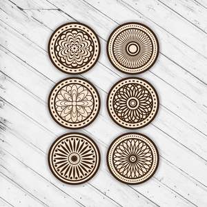 RR Enterprises Durable MDF Laser Engraved Coasters with Rustic Carved Charm Home Decor Mats & Pads for <b>Table</b> <b>Protection</b> - Product Image 2