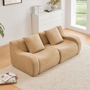 Divano Morbido in Tessuto Teddy Senza Struttura, Spugna ad Alta Densità 32D, Design Antiscivolo, Nessun Montaggio Richiesto, Arredamento Moderno per Soggiorno - Product Image 3