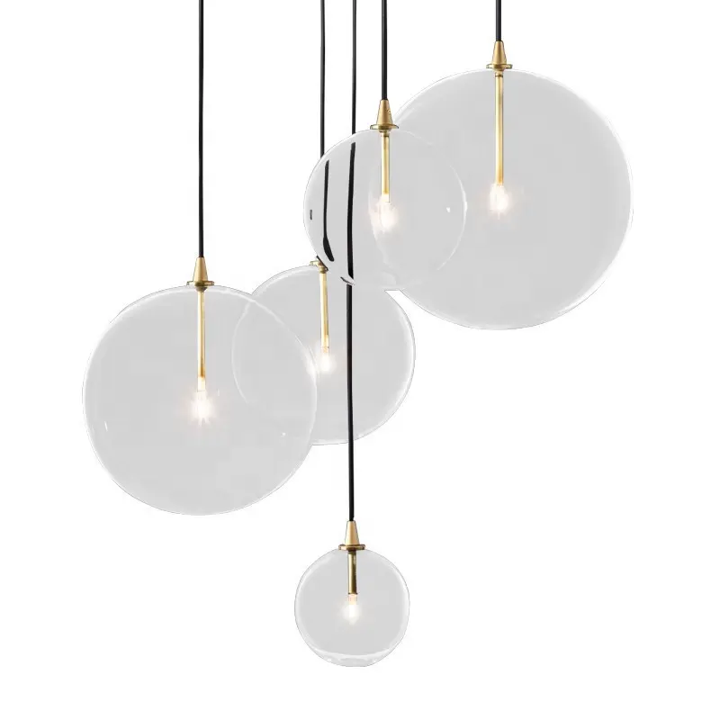 Globe Bubble Cluster Chandelier Light Glass Spheres Pendant Lamp Hanging Clear Round Ball Glass Dome Suspend Glass Modern LED 80