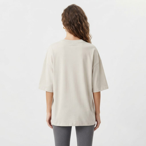 T-shirt oversize pour femme, col rond, manches trois quarts, coupe ample, impression personnalisée, 100% coton, longueur longue, été - Product Image 4