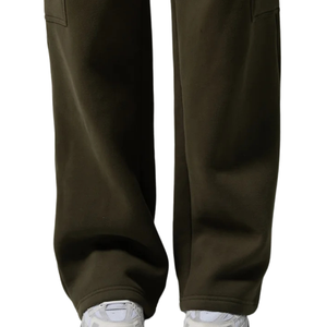 Women's Olive Green Cargo Sweatpants Relaxed Fit Fleece Jogger Pants with Side Cargo Pockets Workout Casual Streetwear Bottoms - Product Image 6