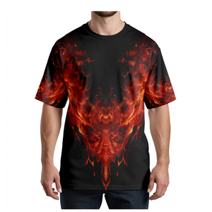 Camiseta de sublimación para hombre con gráfico abstracto de fuego y cenizas, estilo oversized, ropa de moda - Product Image 1
