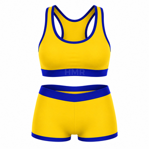 Ensemble soutien-gorge de sport et short de fitness HMR Sisterhood Sorority à haute élasticité, col halter et design croisé élégant devant et derrière - Product Image 5