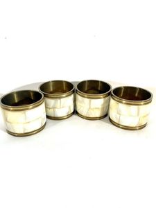 Hand Made Design Brass <b>MOP</b> Napkin Ring Metal Napkin Ring With <b>MOP</b> Inlay Stainless steel Napkin Ring At Factory Wholesale Price - Product Image 3