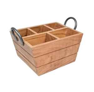 Wooden Cutlery Holder with Napkin Storage Box Utensil Organizer Multi Compartment Flatware Caddy for <b>Kitchen</b> Dining <b>Table</b> - Product Image 6