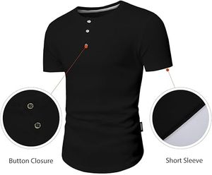 JMIERR Men's Muscle Slim Henley Shirts Crewneck Longline <b>T</b>-Shirt Gym Workout Athletic Shirt Tees with Button - Product Image 4