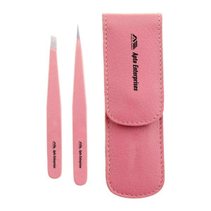 Kit de pincettes de précision écologiques pour sourcils, cils, poils incarnés et barbe, avec pochette de transport - Product Image 1