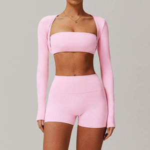 ชุดออกกำลังกายและชุดลำลองสำหรับผู้หญิง 3 ชิ้น ระบายอากาศได้ดี เอวยางยืด ลายเรียบ น้ำหนักเบา เหมาะสำหรับออกกำลังกาย - Product Image 6