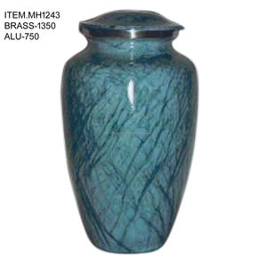 โกศสีฟ้าสำหรับงานศพผู้ใหญ่ทำด้วยมือสำหรับขี้เถ้าโกศสีน้ำเงินดีไซน์หินอ่อน - Product Image 1