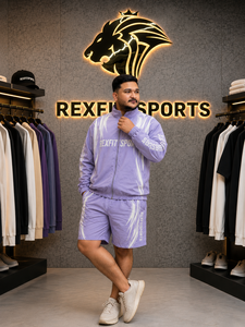 REXFIT SPORTS 2026 Custom <b>Men</b>’s Lavender Nylon <b>Jacket</b> & Shorts Set <b>Lightweight</b> Full Zip Sports Gym Training Running Casual Wear - Product Image 4