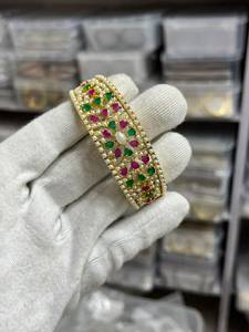 Pulsera de Perlas Rajwadi Indias, Chapada en Oro, Joyería Nupcial Tradicional, Pulsera de Imitación de Diseñador de Jaipur, Venta al por Mayor - Product Image 6
