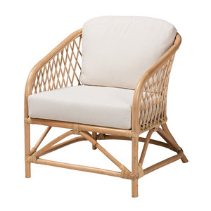 Fauteuil lounge en rotin naturel fait main, fauteuil d'appoint en osier avec dossier haut et coussin moelleux pour salon et chambre - Product Image 6