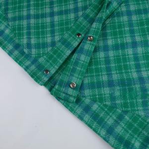 Camisa de Hombre de Alta Calidad, Talla Grande, con Doble Bolsillo Grande, Botones Cubiertos, Manga Larga, Diseño a Cuadros Verde, Camisas de Diseñador - Product Image 5