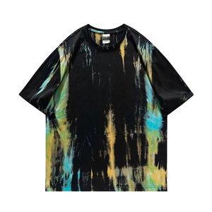 Camisetas Tie Dye de Corte Holgado, Algodón Teñido a Mano con Patrón en Espiral, Unisex, Estilo Urbano Juvenil, Ropa Transpirable de Verano - Product Image 3