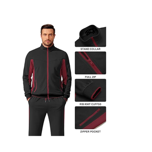 Conjuntos deportivos de 2 piezas para hombre, traje deportivo cálido para correr, conjunto deportivo informal con cremallera completa, 100% poliéster, algodón - Product Image 4