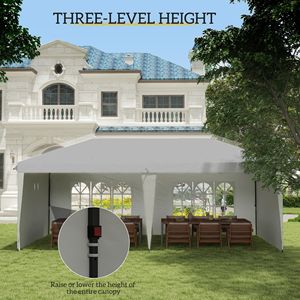 "20FT X 10FT White Pop up <b>Canopy</b> <b>Tent</b> with 4 Sidewalls & Carry Bag for Garden Patio" - Product Image 5